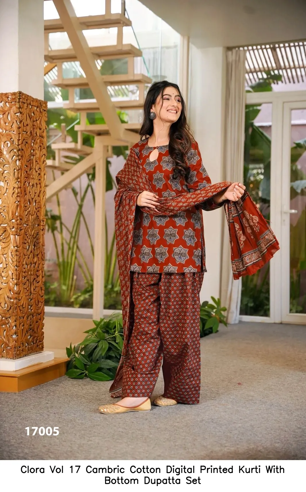 Clora Vol 17 Cambric Cotton Digital Printed Kurti With Bottom Dupatta Set — Wholesale Kurti With Bottom Dupatta, Clora wholesale from Surat - Gallery Image 3