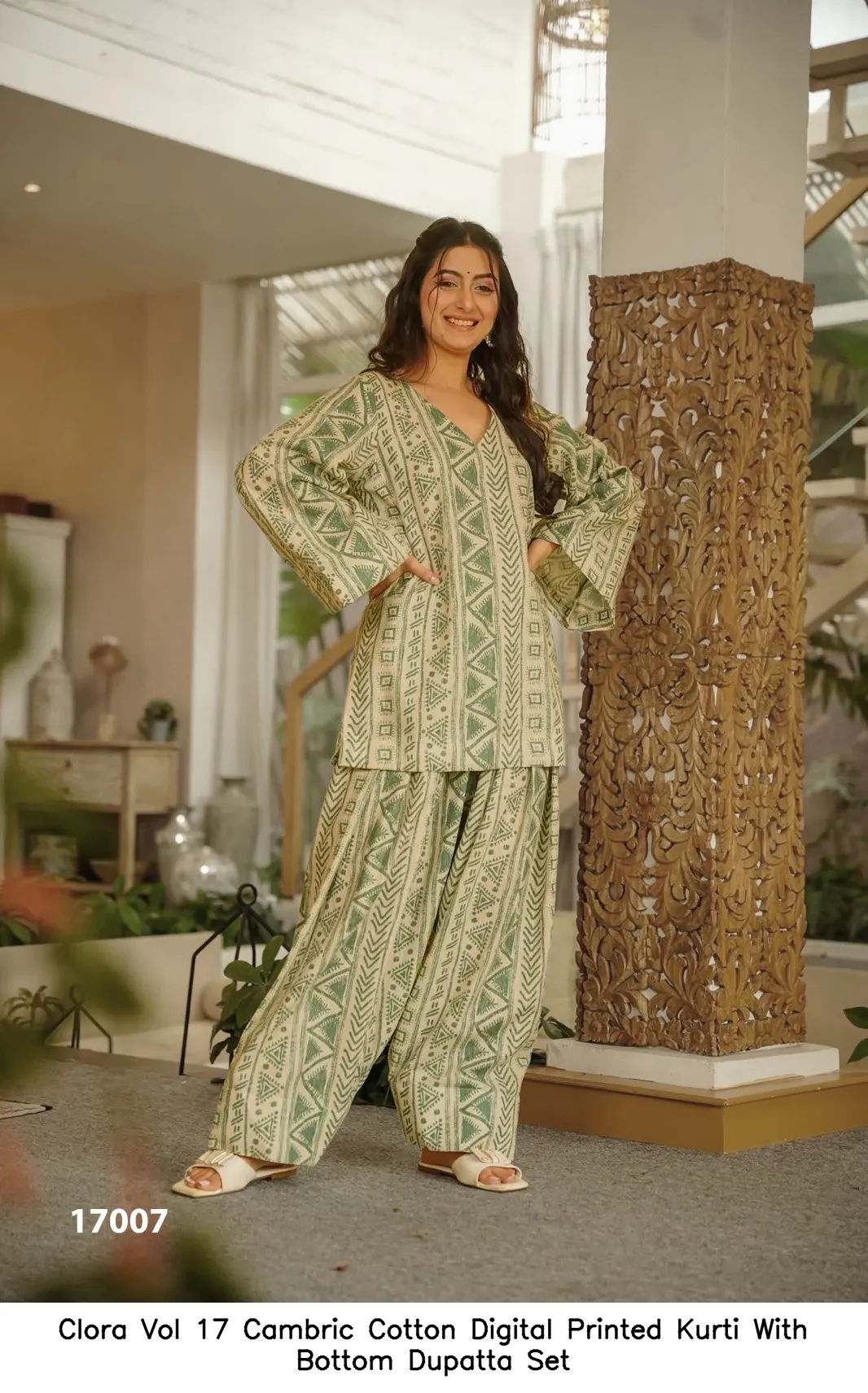 Clora Vol 17 Cambric Cotton Digital Printed Kurti With Bottom Dupatta Set — Wholesale Kurti With Bottom Dupatta, Clora wholesale from Surat - Gallery Image 7