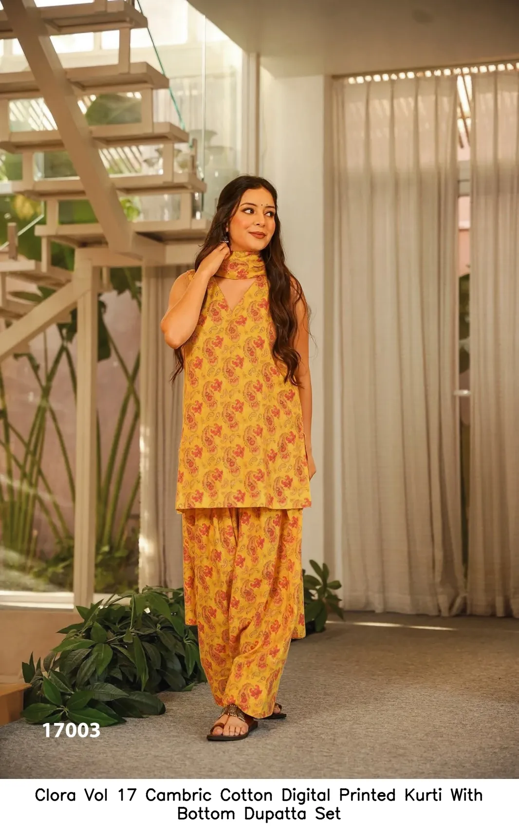 Clora Vol 17 Cambric Cotton Digital Printed Kurti With Bottom Dupatta Set — Wholesale Kurti With Bottom Dupatta, Clora wholesale from Surat - Gallery Image 9