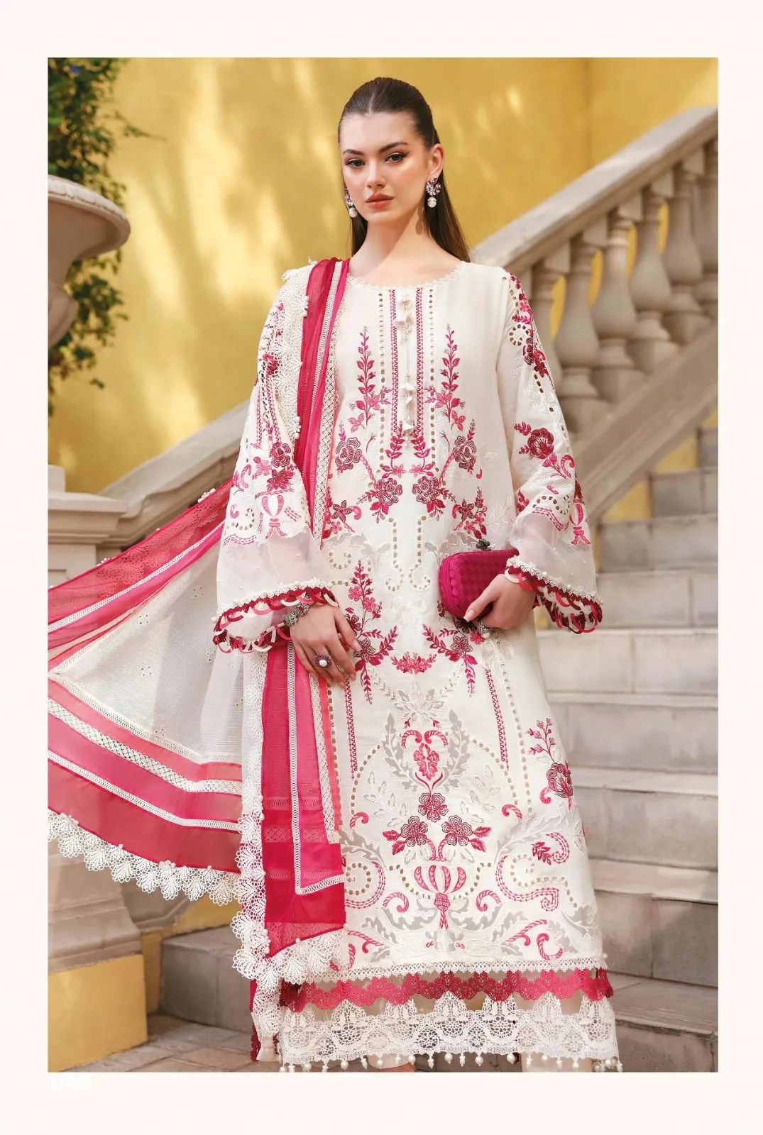 Deepsy Maria B Cotton Dupatta With Self Embroidered Pakistani Salwar Suit
