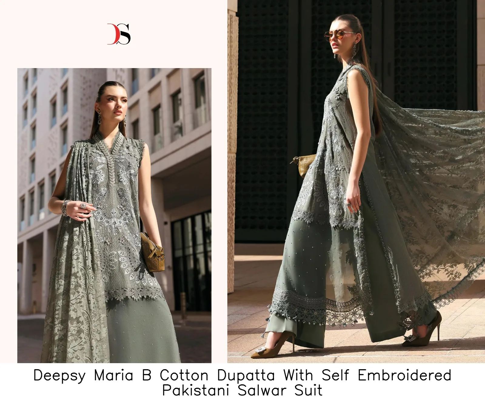 Deepsy Maria B Cotton Dupatta With Self Embroidered Pakistani Salwar Suit — Wholesale Pakistani Suits, Deepsy wholesale from Surat — view 10