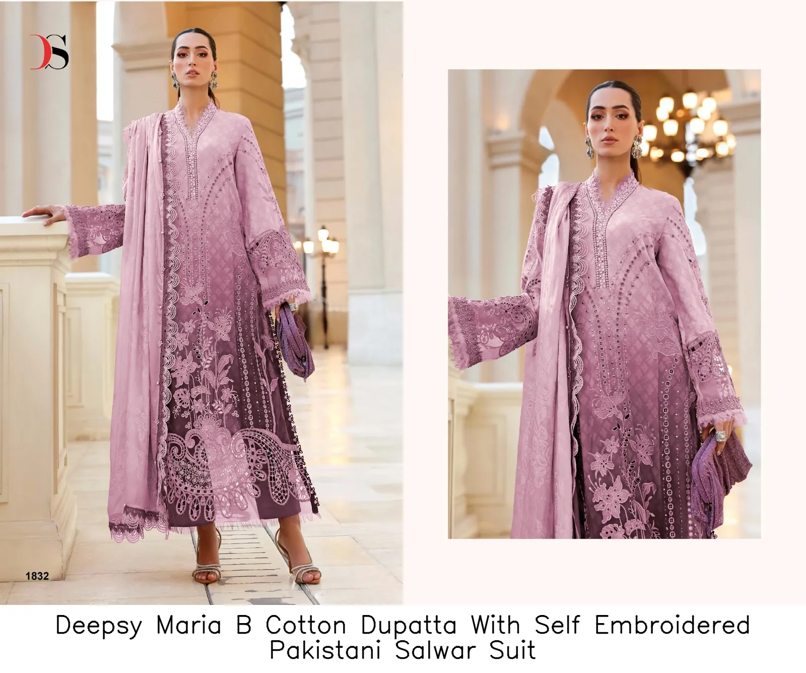 Deepsy Maria B Cotton Dupatta With Self Embroidered Pakistani Salwar Suit — Wholesale Pakistani Suits, Deepsy wholesale from Surat — view 11