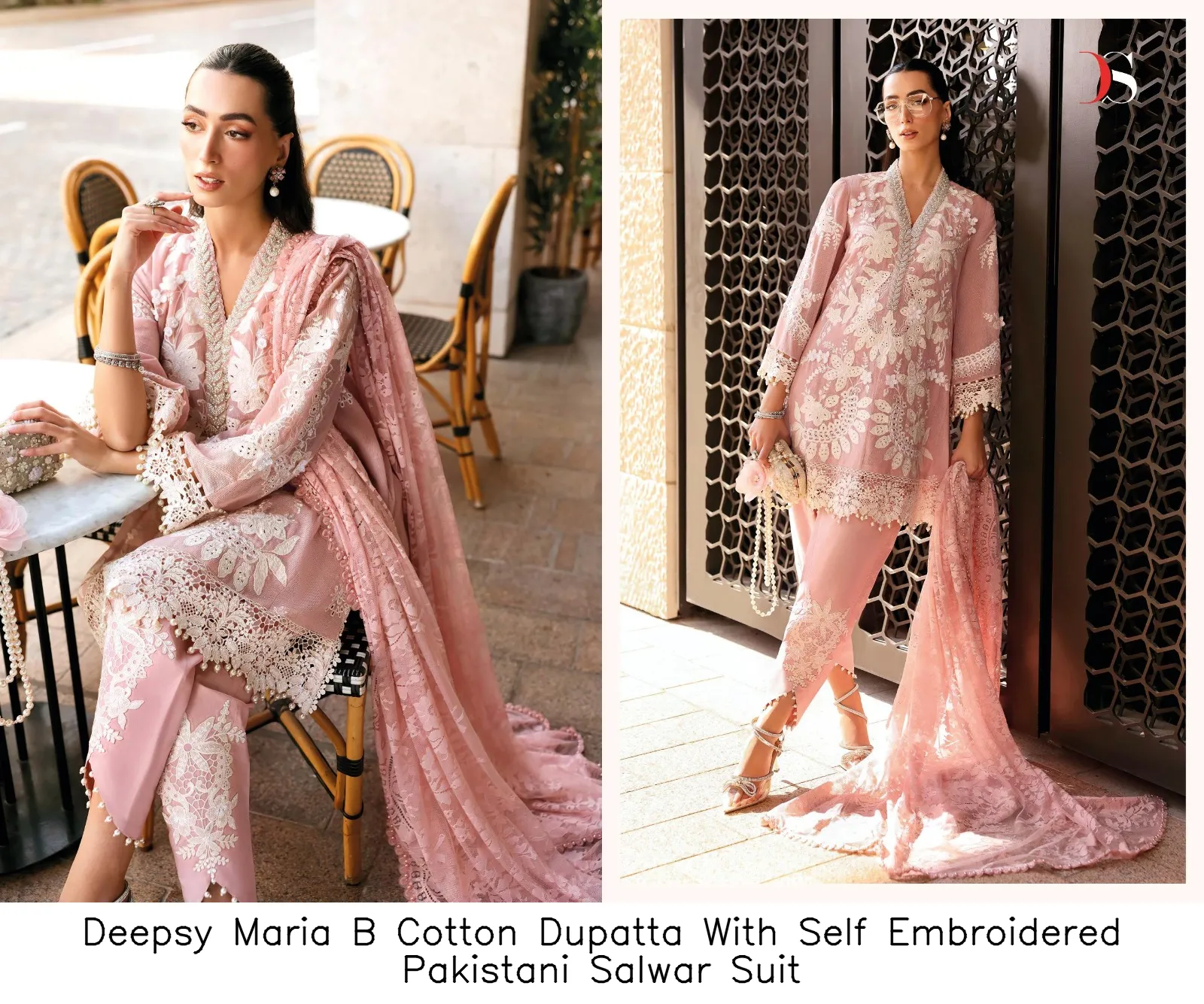 Deepsy Maria B Cotton Dupatta With Self Embroidered Pakistani Salwar Suit — Wholesale Pakistani Suits, Deepsy wholesale from Surat — view 5