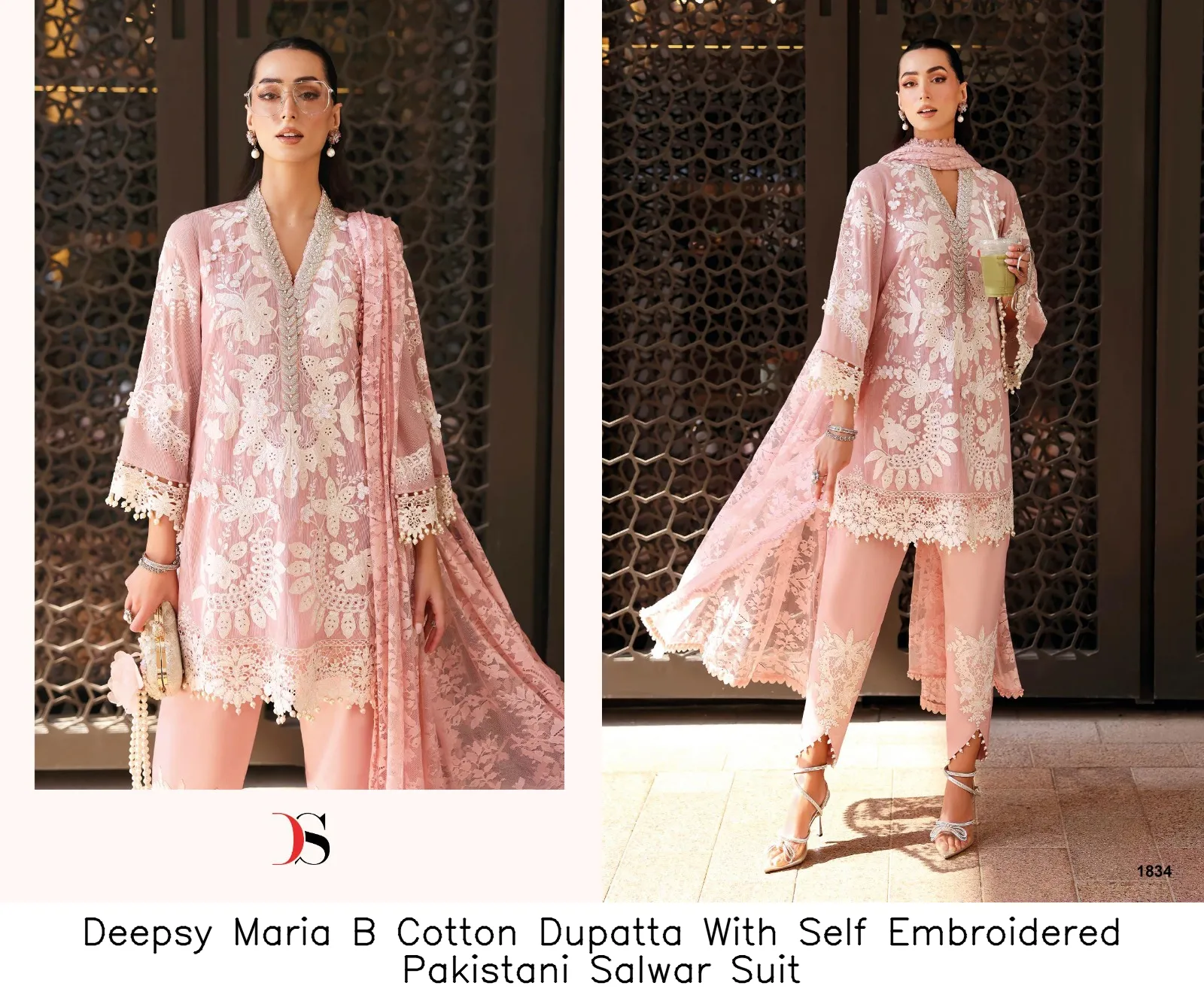 Deepsy Maria B Cotton Dupatta With Self Embroidered Pakistani Salwar Suit — Wholesale Pakistani Suits, Deepsy wholesale from Surat — view 6