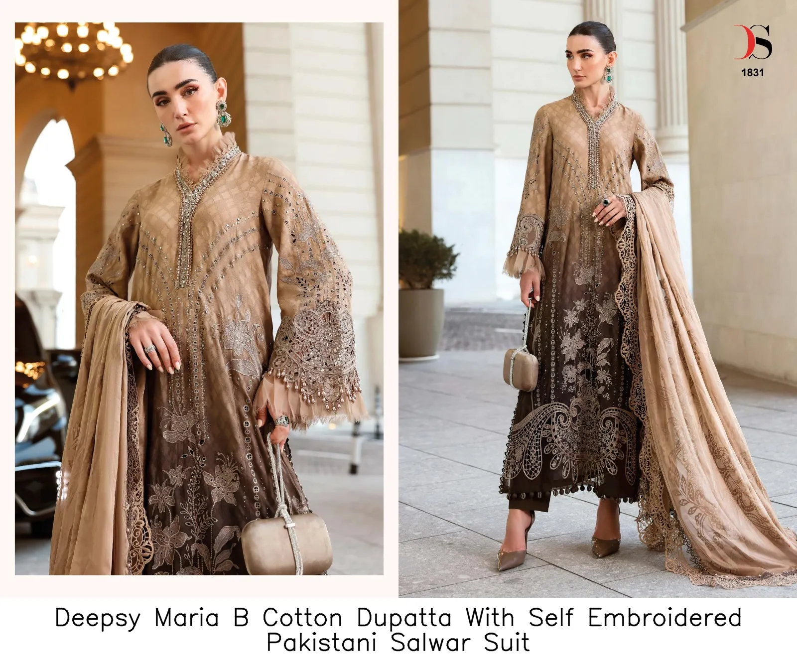 Deepsy Maria B Cotton Dupatta With Self Embroidered Pakistani Salwar Suit — Wholesale Pakistani Suits, Deepsy wholesale from Surat — view 9