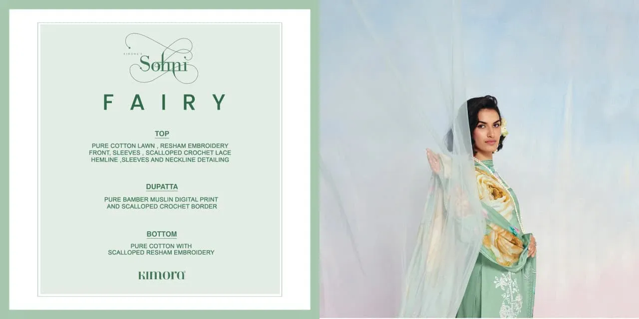 Kimora Sohni Fairy Vol 62 Lawn Cotton Resham Embroidered Salwar Suit — Wholesale Dress Material, Kimora wholesale from Surat — Photo 5