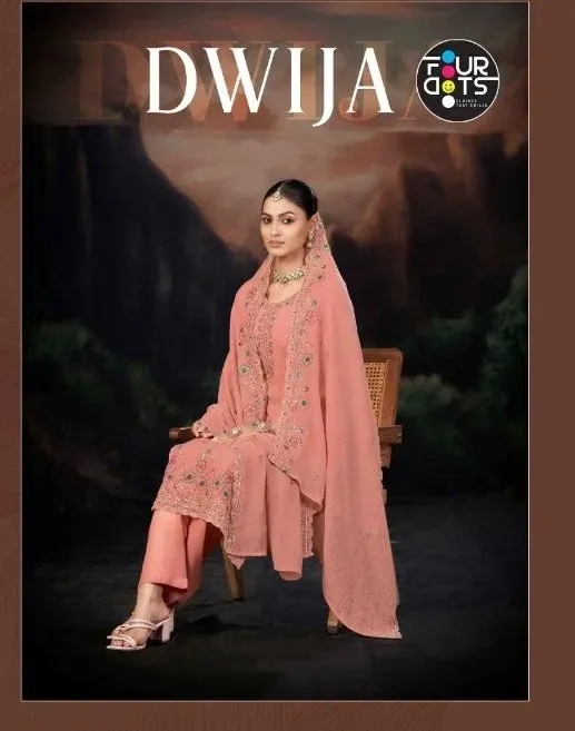 Fout Dots Dwija Mal Chiffon Cotton Crush Dress Material — Wholesale Dress Material, Vardan Ethnic wholesale from Surat — view 1