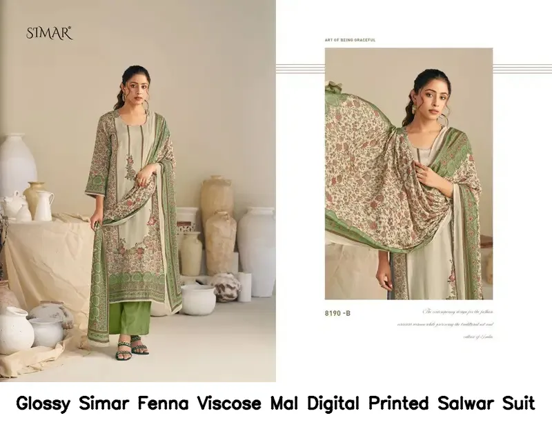 Glossy Simar Fenna Viscose Mal Digital Printed Salwar Suit — Wholesale Dress Material, Glossy wholesale from Surat - Gallery Image 2