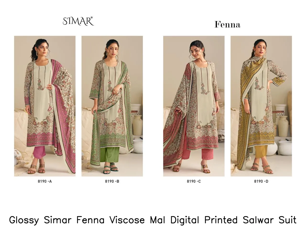 Glossy Simar Fenna Viscose Mal Digital Printed Salwar Suit — Wholesale Dress Material, Glossy wholesale from Surat - Gallery Image 4