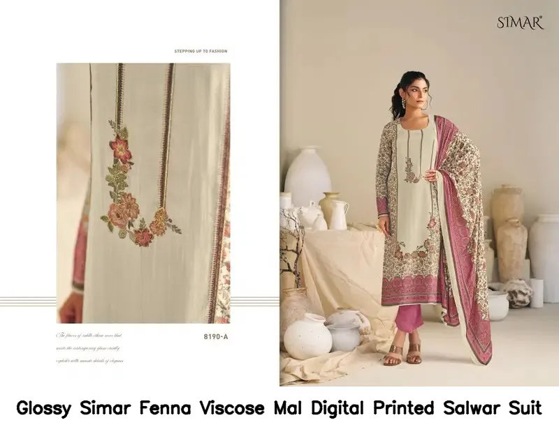 Glossy Simar Fenna Viscose Mal Digital Printed Salwar Suit — Wholesale Dress Material, Glossy wholesale from Surat — view 6