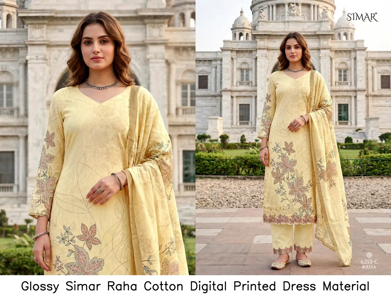 Glossy Simar Raha Cotton Digital Printed Dress Material — Wholesale Dress Material, Glossy wholesale from Surat — view 2