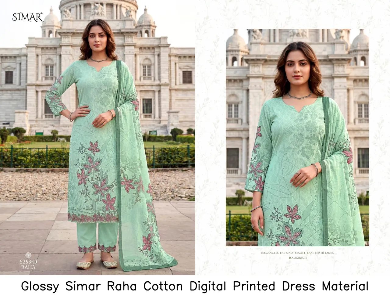 Glossy Simar Raha Cotton Digital Printed Dress Material — Wholesale Dress Material, Glossy wholesale from Surat — view 3