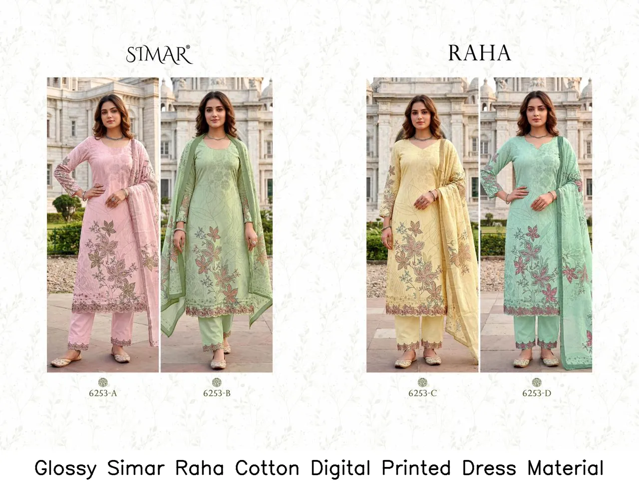 Glossy Simar Raha Cotton Digital Printed Dress Material — Wholesale Dress Material, Glossy wholesale from Surat — view 4