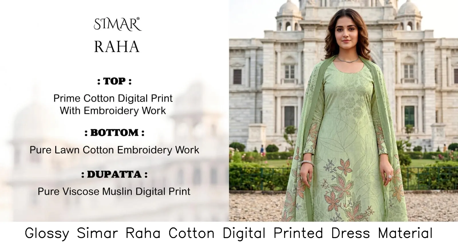 Glossy Simar Raha Cotton Digital Printed Dress Material — Wholesale Dress Material, Glossy wholesale from Surat — view 6