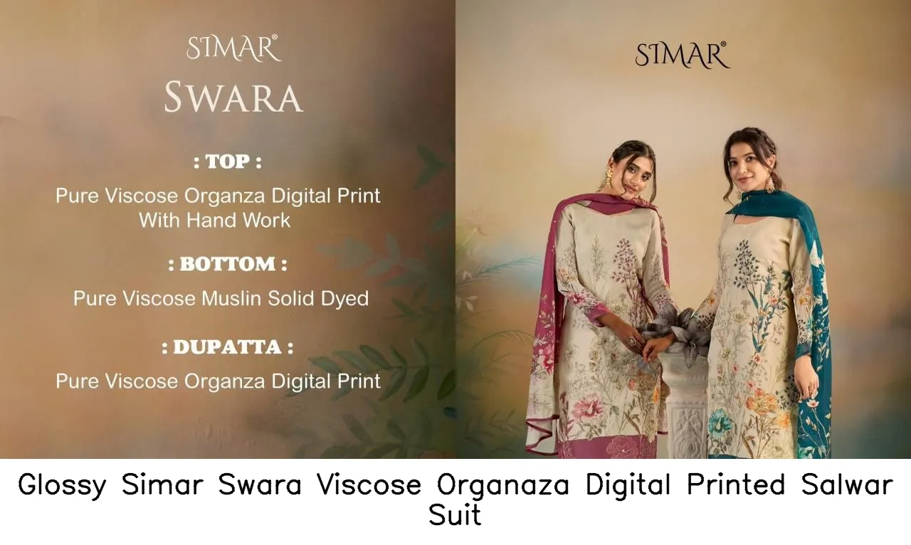 Glossy Simar Swara Viscose Organaza Digital Printed Salwar Suit — Wholesale Salwar Suits, Glossy wholesale from Surat - Gallery Image 2