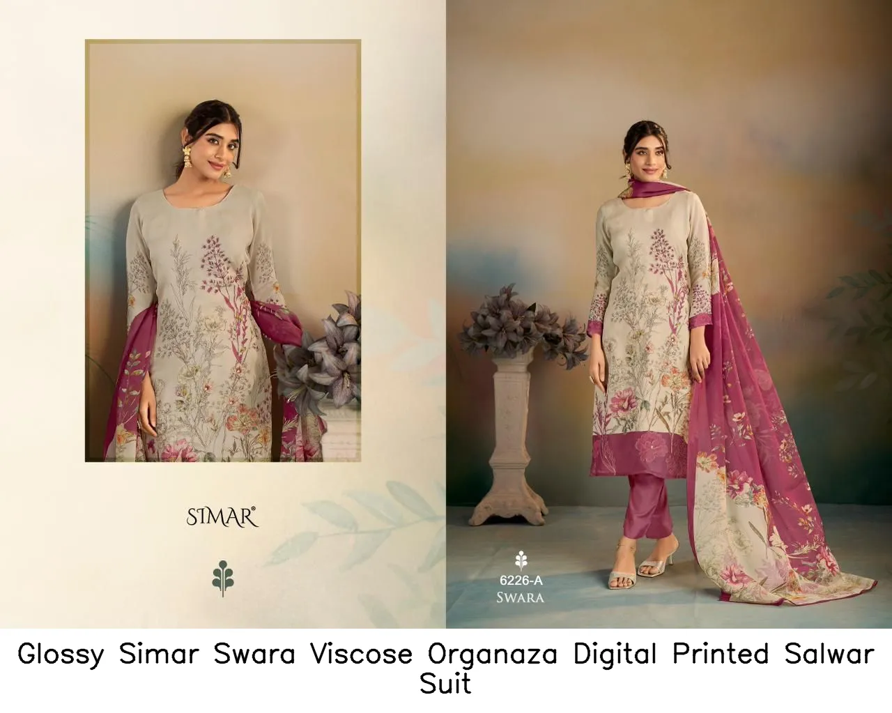 Glossy Simar Swara Viscose Organaza Digital Printed Salwar Suit — Wholesale Salwar Suits, Glossy wholesale from Surat - Gallery Image 3