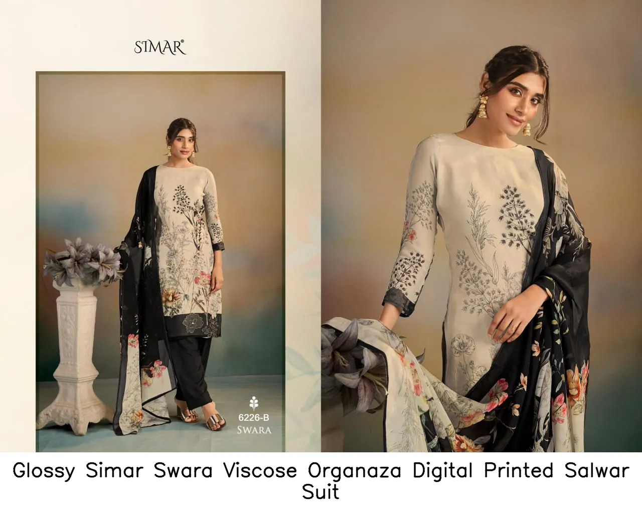 Glossy Simar Swara Viscose Organaza Digital Printed Salwar Suit — Wholesale Salwar Suits, Glossy wholesale from Surat - Gallery Image 4