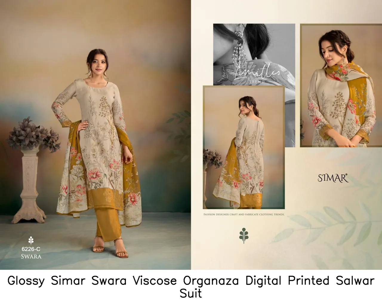 Glossy Simar Swara Viscose Organaza Digital Printed Salwar Suit — Wholesale Salwar Suits, Glossy wholesale from Surat - Gallery Image 5
