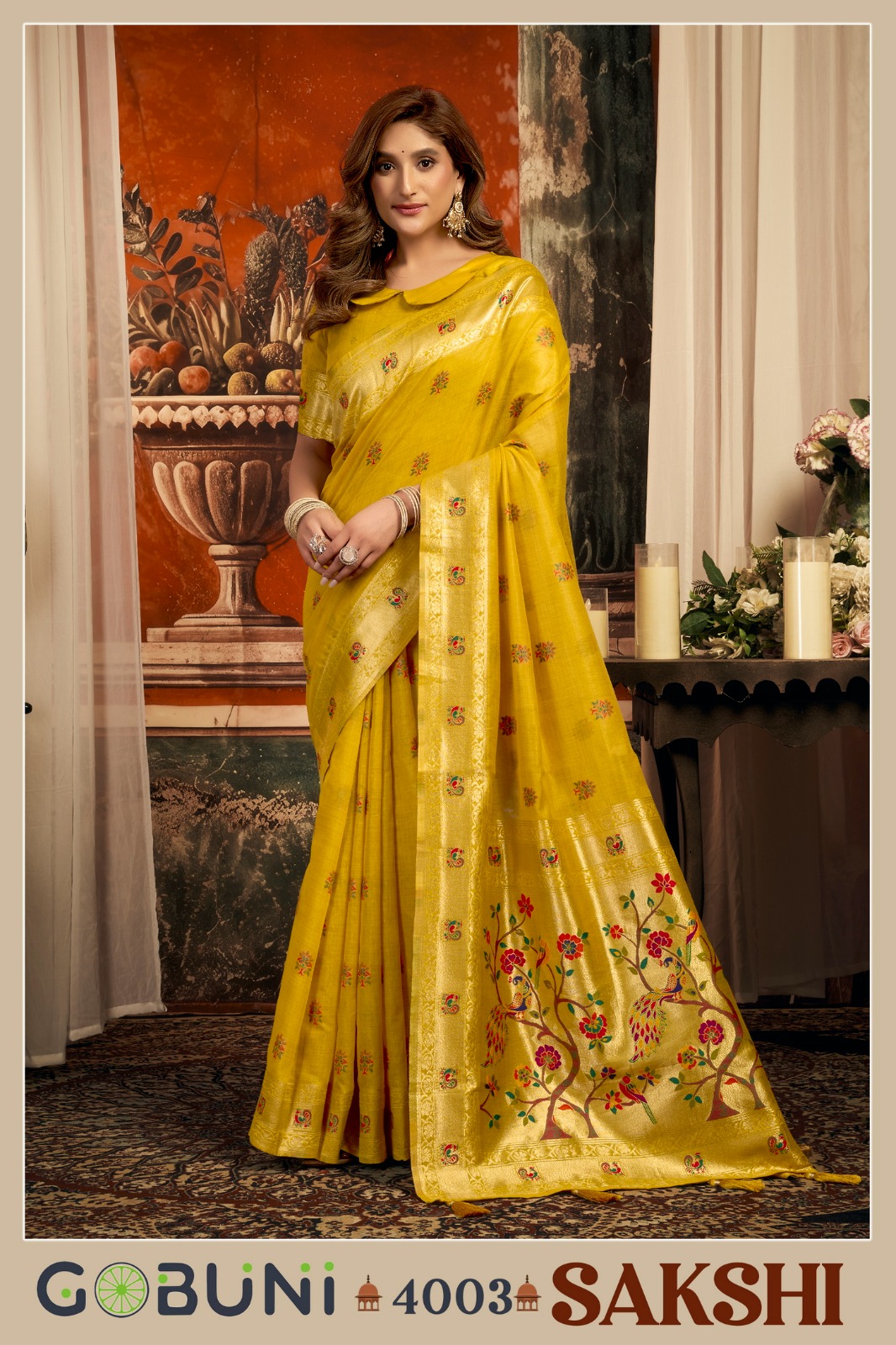 Gobuni Sakshi Pathani Zari Work Festive Wear Saree — Wholesale Sarees, Gobuni wholesale from Surat — view 5