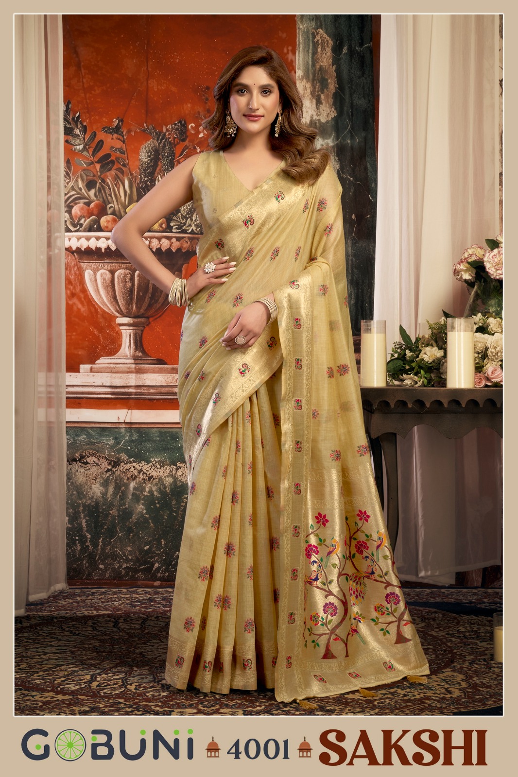 Gobuni Sakshi Pathani Zari Work Festive Wear Saree — Wholesale Sarees, Gobuni wholesale from Surat — view 6