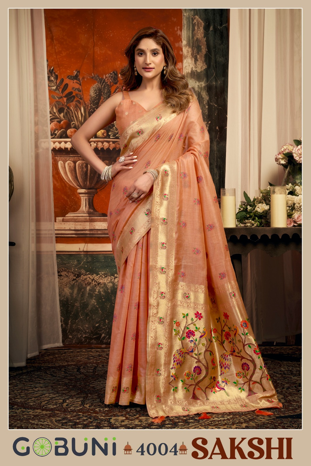 Gobuni Sakshi Pathani Zari Work Festive Wear Saree — Wholesale Sarees, Gobuni wholesale from Surat — view 8
