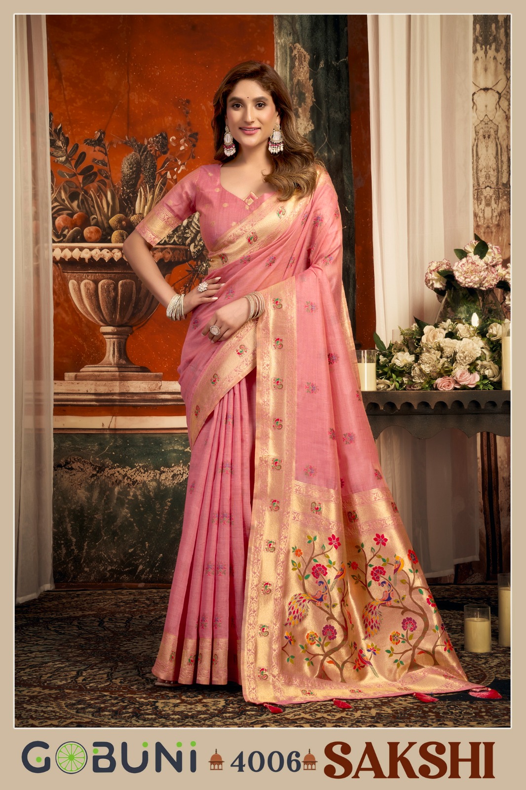 Gobuni Sakshi Pathani Zari Work Festive Wear Saree — Wholesale Sarees, Gobuni wholesale from Surat — view 3