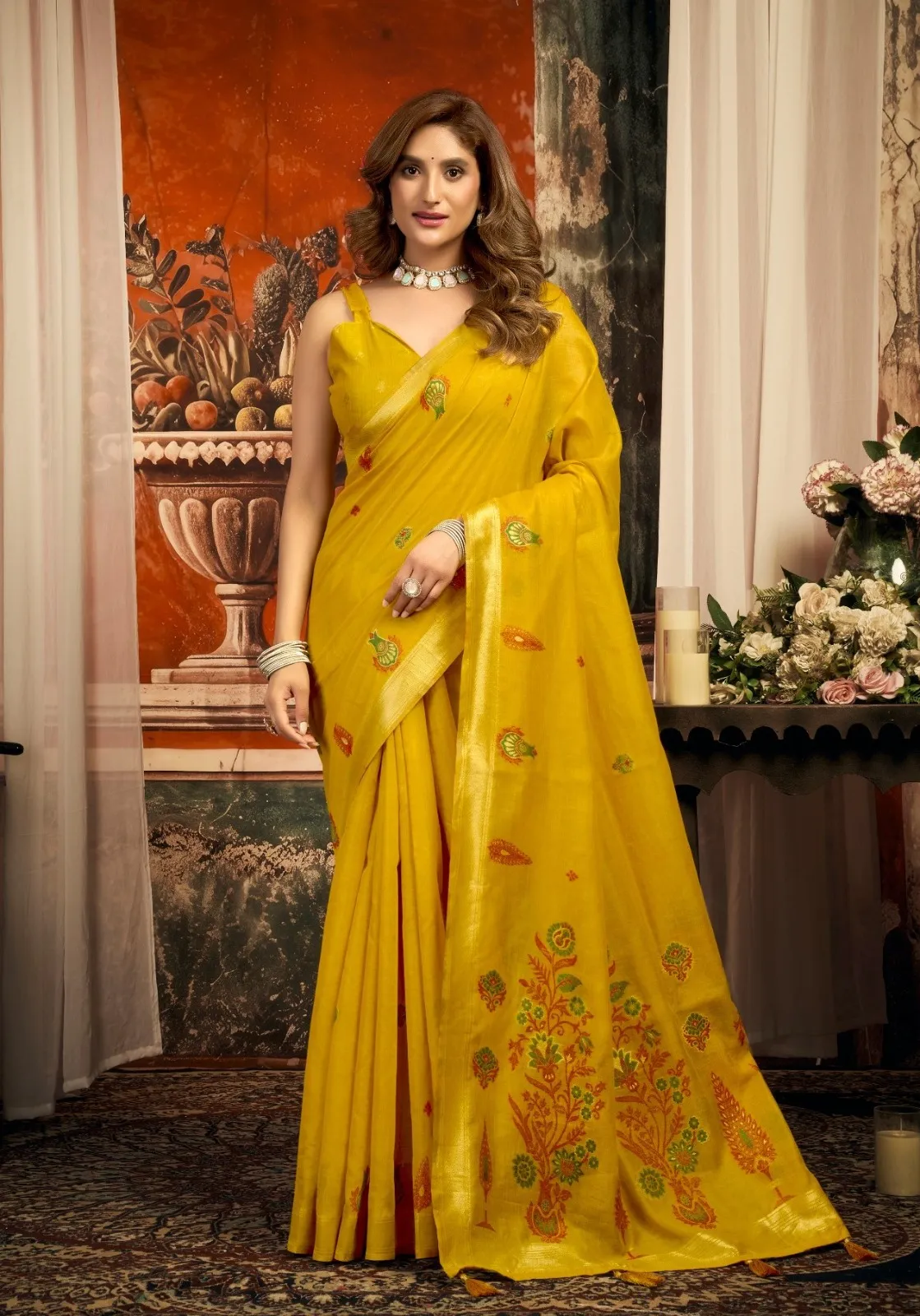 Gobuni Sejal Mal Cotton Zari Border Festival Wear Saree — Wholesale Sarees, Gobuni wholesale from Surat — view 1