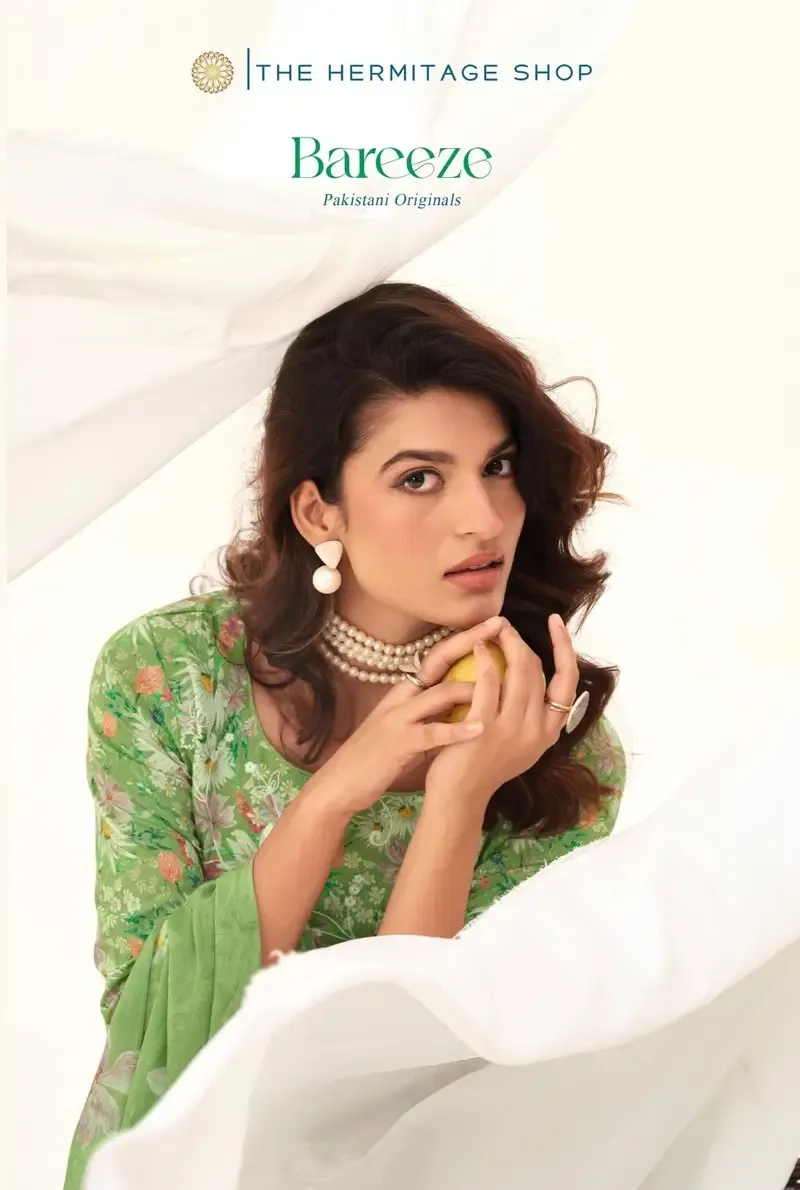 Hermitage Bareeze Lawn Cotton Embroidered Dress Material