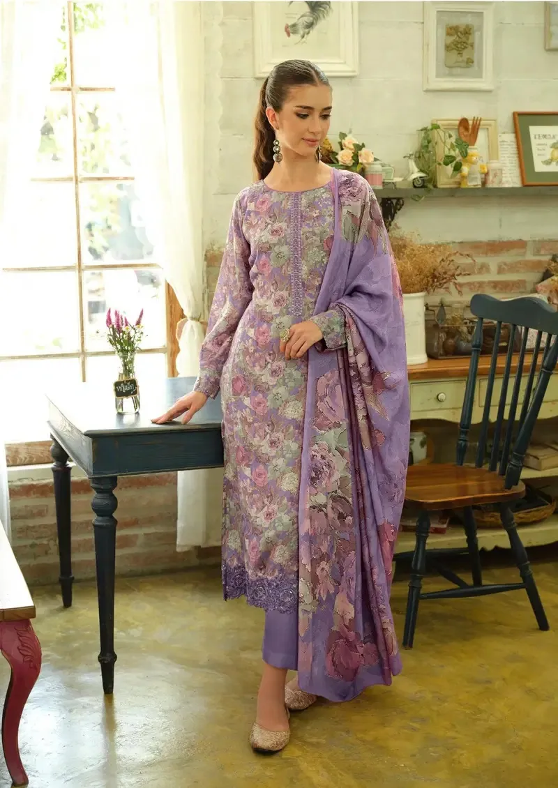 Hermitage Paasha Cotton Digital Print With Embroidered Set