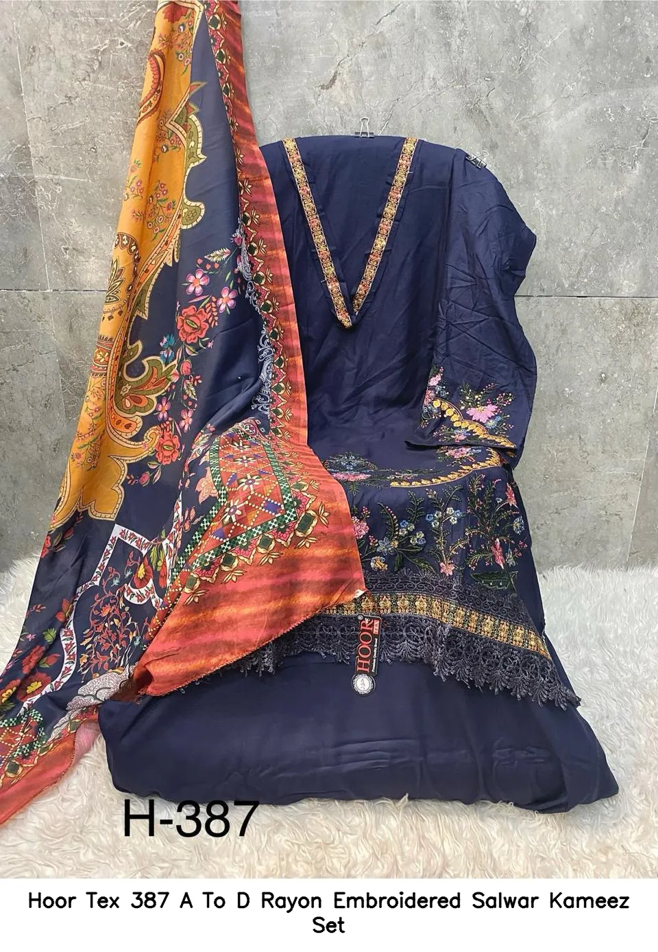 Hoor Tex 387 A To D Rayon Embroidered Salwar Kameez Set — Wholesale Readymade Pakistani Suits, hoor Tex wholesale from Surat — view 3