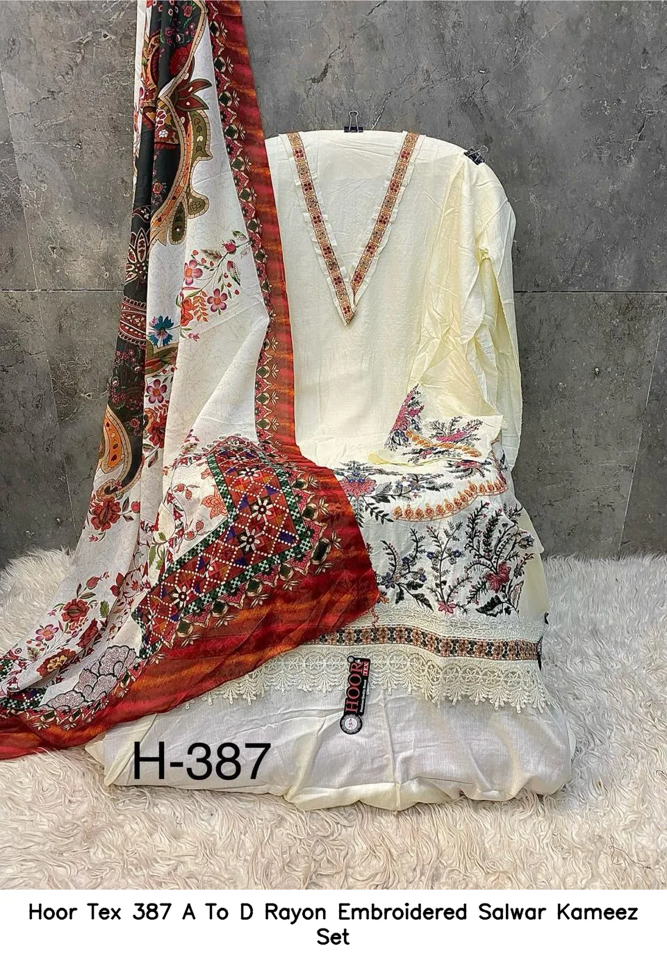 Hoor Tex 387 A To D Rayon Embroidered Salwar Kameez Set — Wholesale Readymade Pakistani Suits, hoor Tex wholesale from Surat — view 5