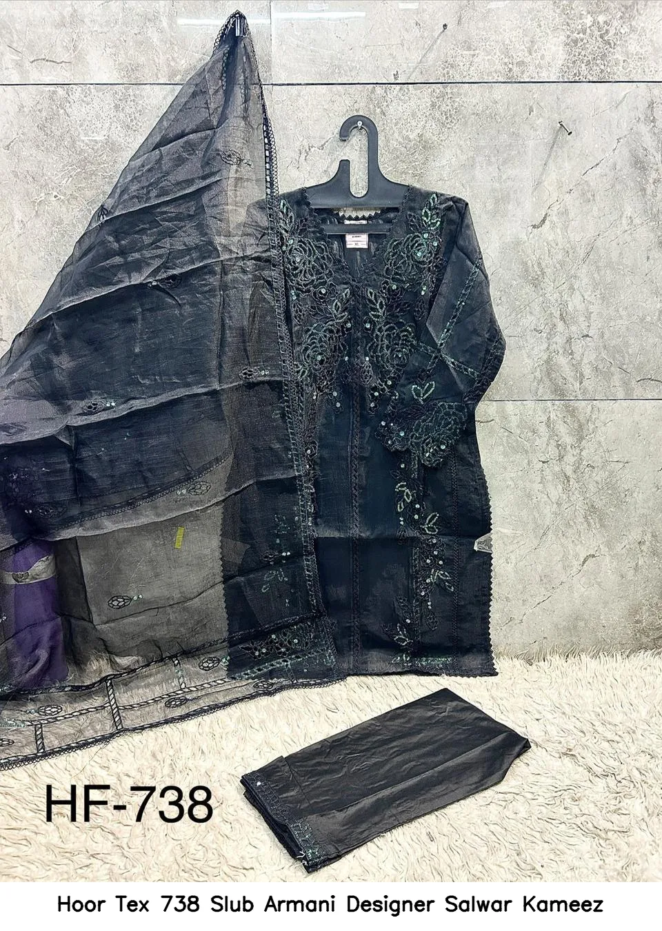 Hoor Tex 738 Slub Armani Designer Salwar Kameez — Wholesale Salwar Suits, hoor Tex wholesale from Surat — view 3