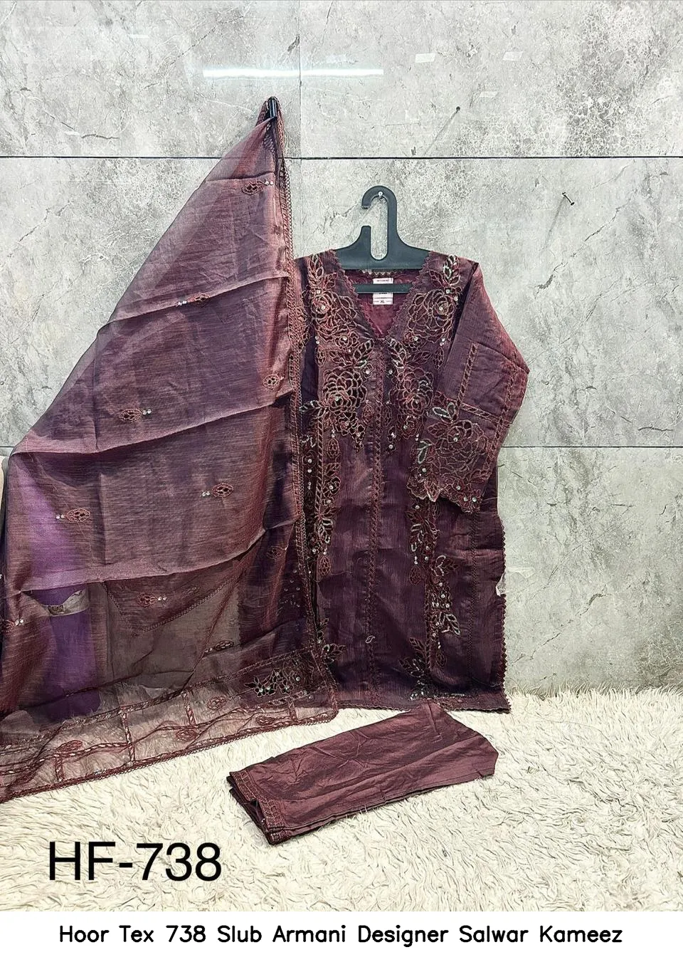 Hoor Tex 738 Slub Armani Designer Salwar Kameez — Wholesale Salwar Suits, hoor Tex wholesale from Surat — view 5