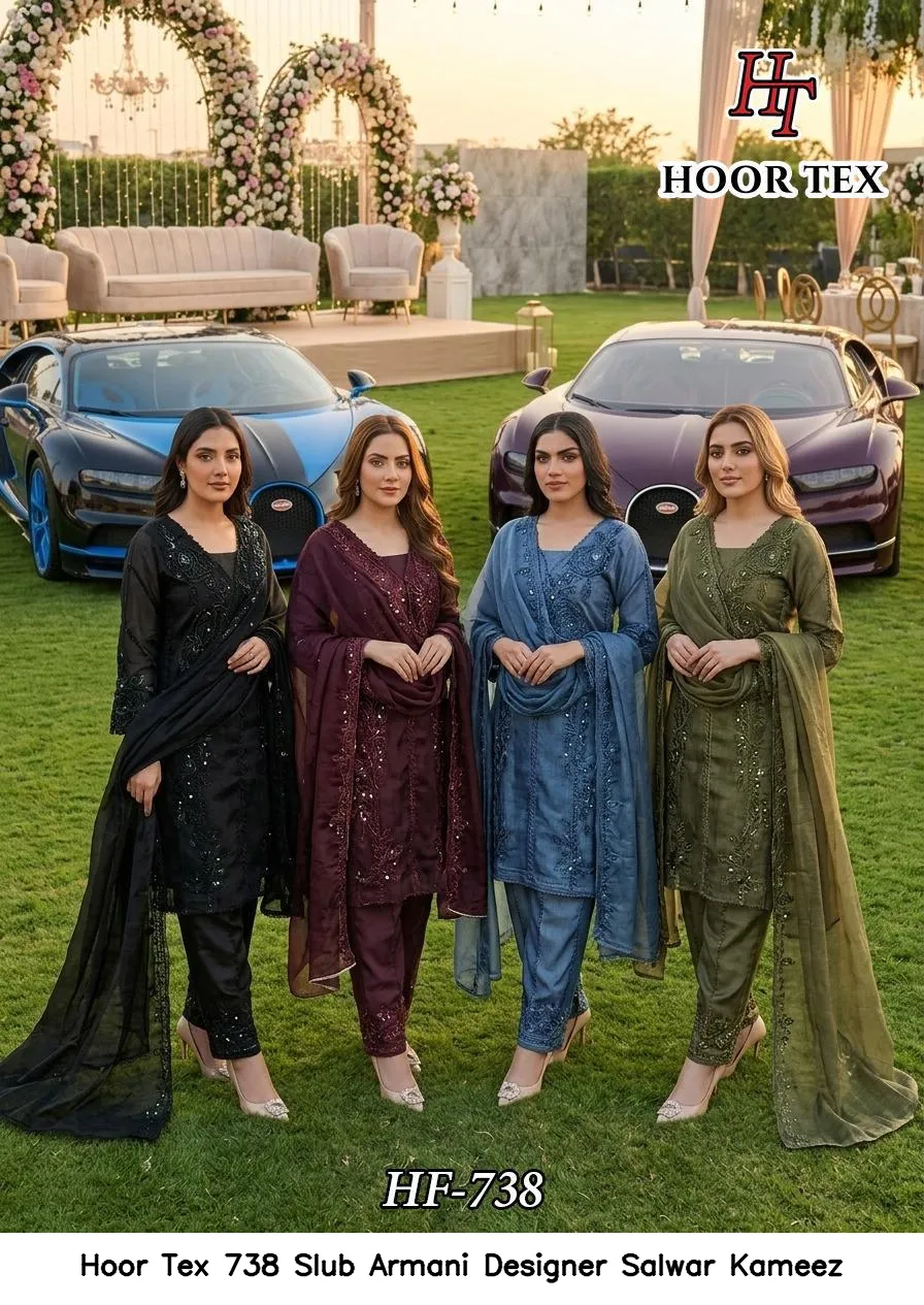 Hoor Tex 738 Slub Armani Designer Salwar Kameez — Wholesale Salwar Suits, hoor Tex wholesale from Surat — view 6