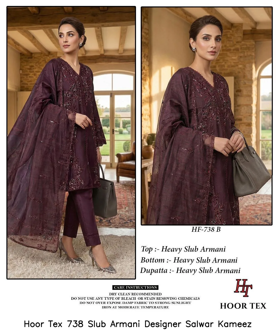 Hoor Tex 738 Slub Armani Designer Salwar Kameez — Wholesale Salwar Suits, hoor Tex wholesale from Surat — view 7