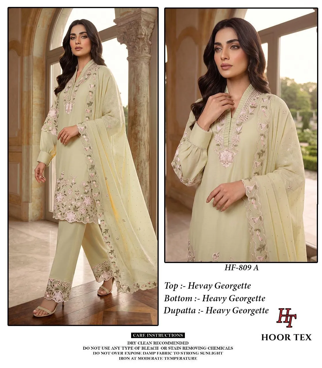 Hoor Tex 809 A To D Georgette Zarkan Worked Salwar Kameez — Wholesale Readymade Pakistani Suits, hoor Tex wholesale from Surat — view 1
