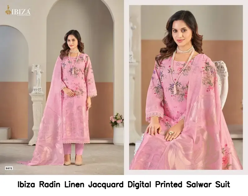 Ibiza Radin Linen Jacquard Digital Printed Salwar Suit — Wholesale Dress Material, Ibiza wholesale from Surat — view 2