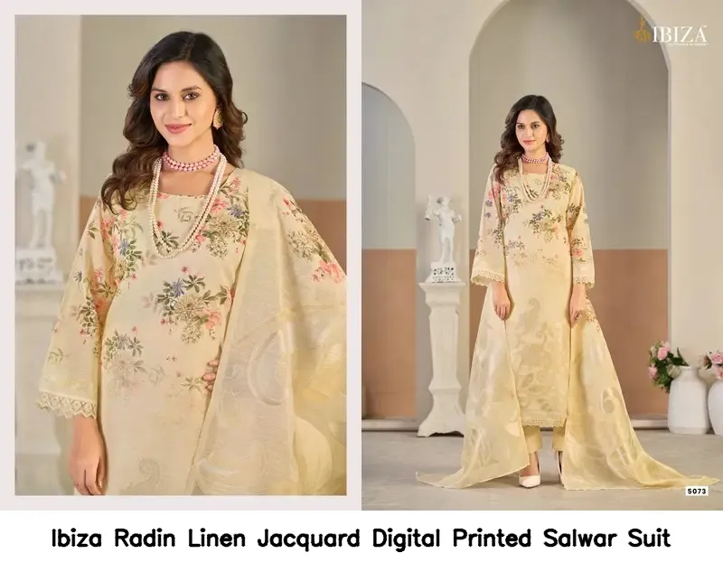 Ibiza Radin Linen Jacquard Digital Printed Salwar Suit — Wholesale Dress Material, Ibiza wholesale from Surat — view 3