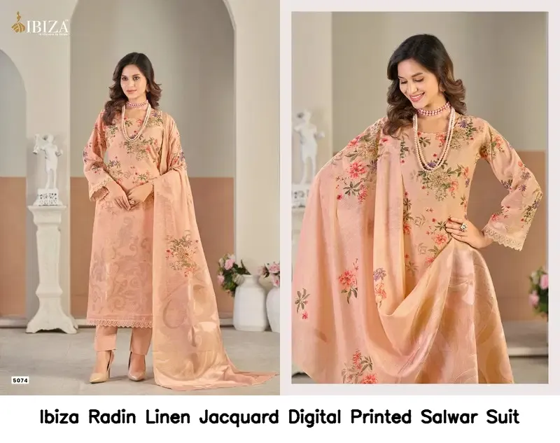 Ibiza Radin Linen Jacquard Digital Printed Salwar Suit — Wholesale Dress Material, Ibiza wholesale from Surat — view 4