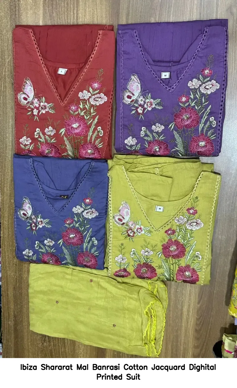 Ibiza Shararat Mal Banrasi Cotton Jacquard Dighital Printed Suit — Wholesale Dress Material, Ibiza wholesale from Surat - Gallery Image 4