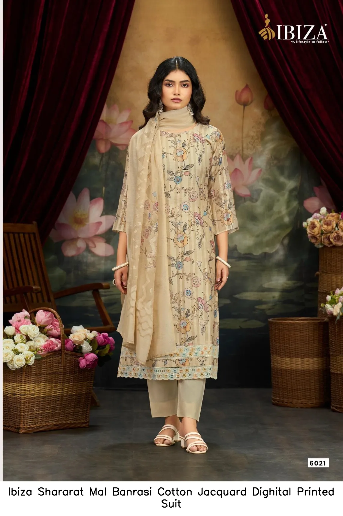 Ibiza Shararat Mal Banrasi Cotton Jacquard Dighital Printed Suit — Wholesale Dress Material, Ibiza wholesale from Surat - Gallery Image 5