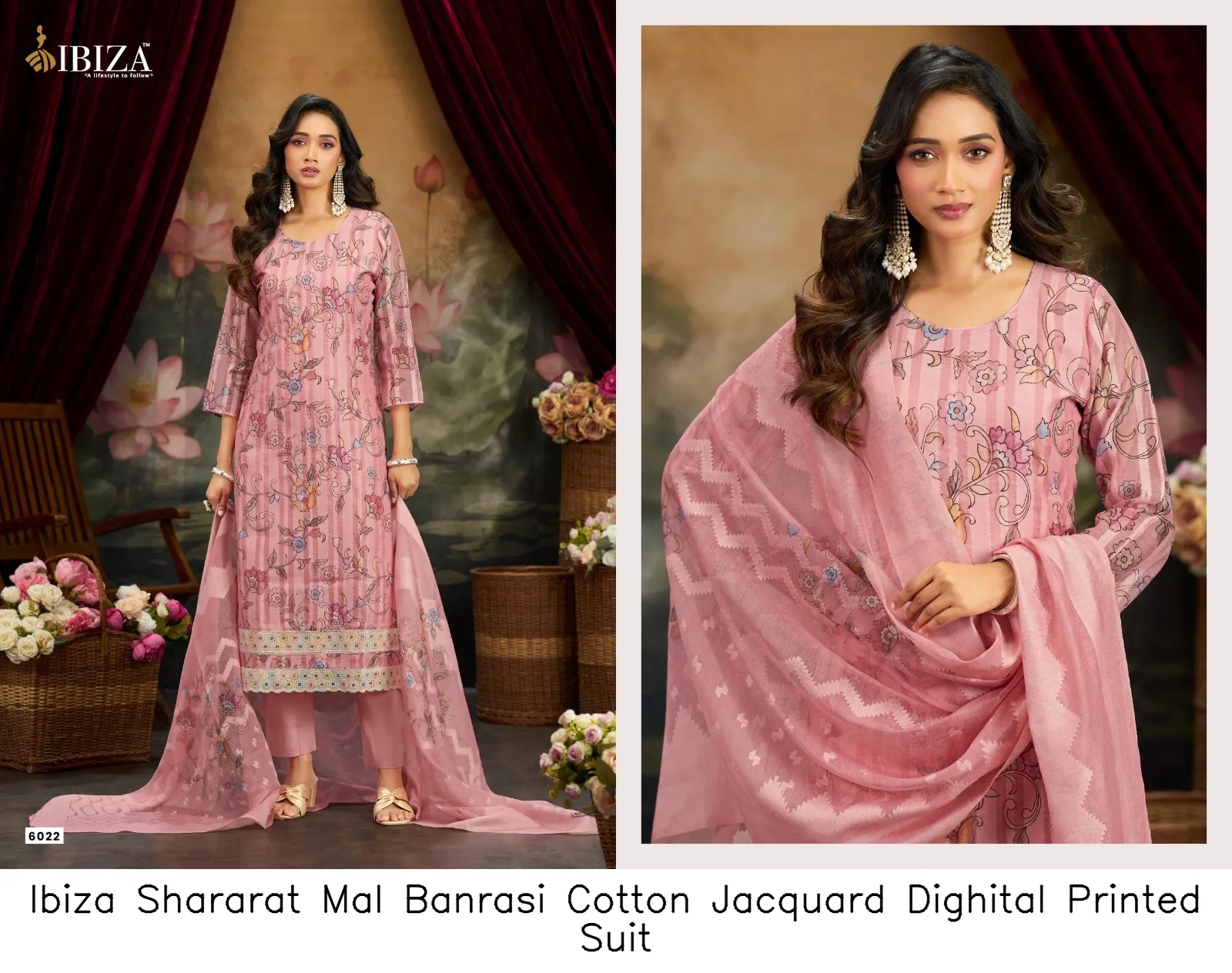 Ibiza Shararat Mal Banrasi Cotton Jacquard Dighital Printed Suit — Wholesale Dress Material, Ibiza wholesale from Surat — view 8
