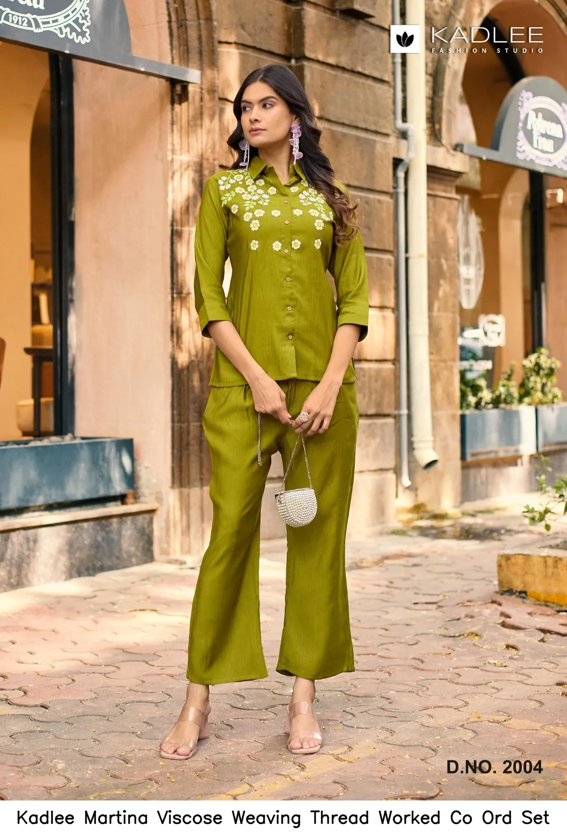 Kadlee Martina Viscose Weaving Thread Worked Co Ord Set — Wholesale Cotton Kurti Pant Set, Kadlee Fashion Studio wholesale from Surat - Gallery Image 5