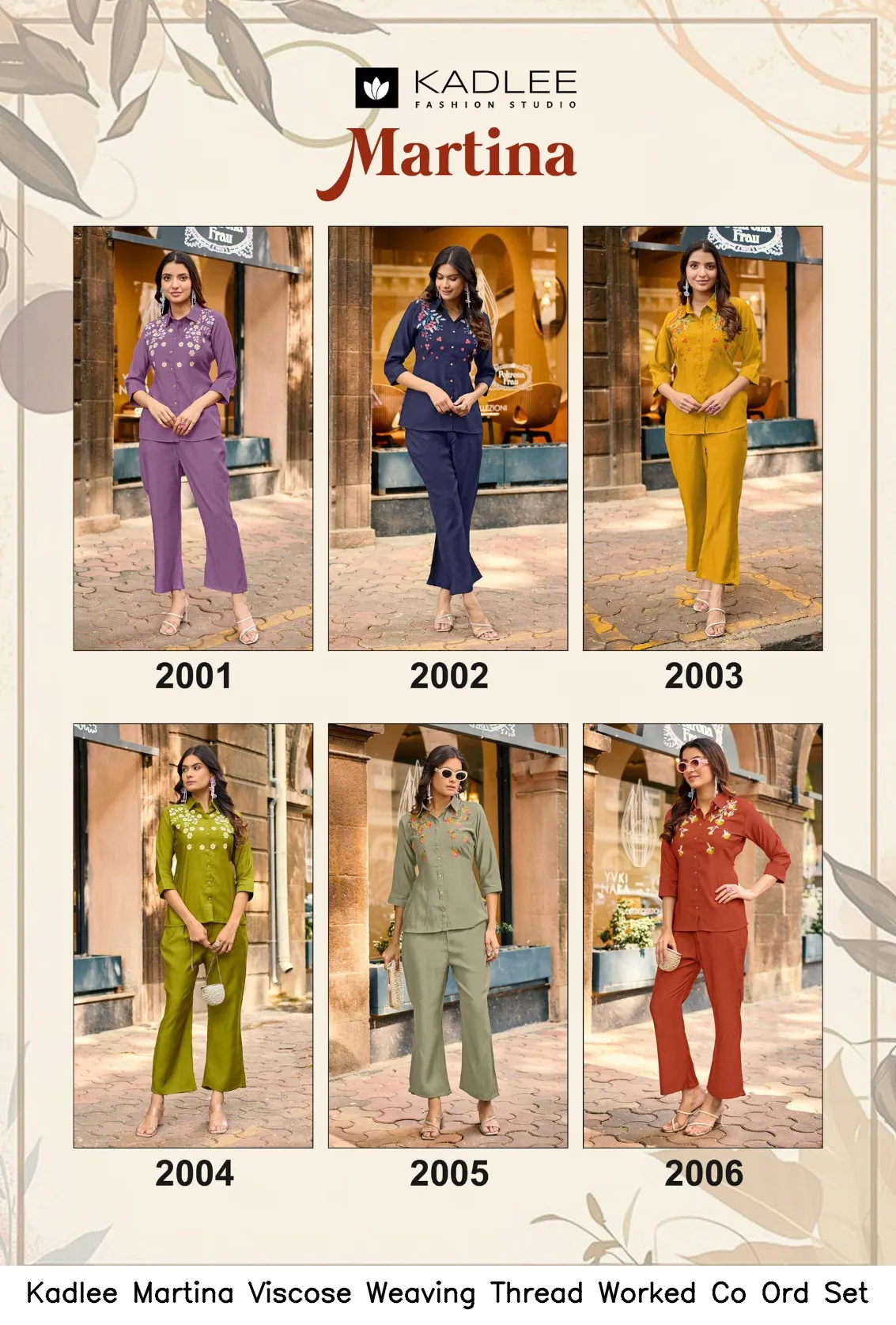 Kadlee Martina Viscose Weaving Thread Worked Co Ord Set — Wholesale Cotton Kurti Pant Set, Kadlee Fashion Studio wholesale from Surat - Gallery Image 6