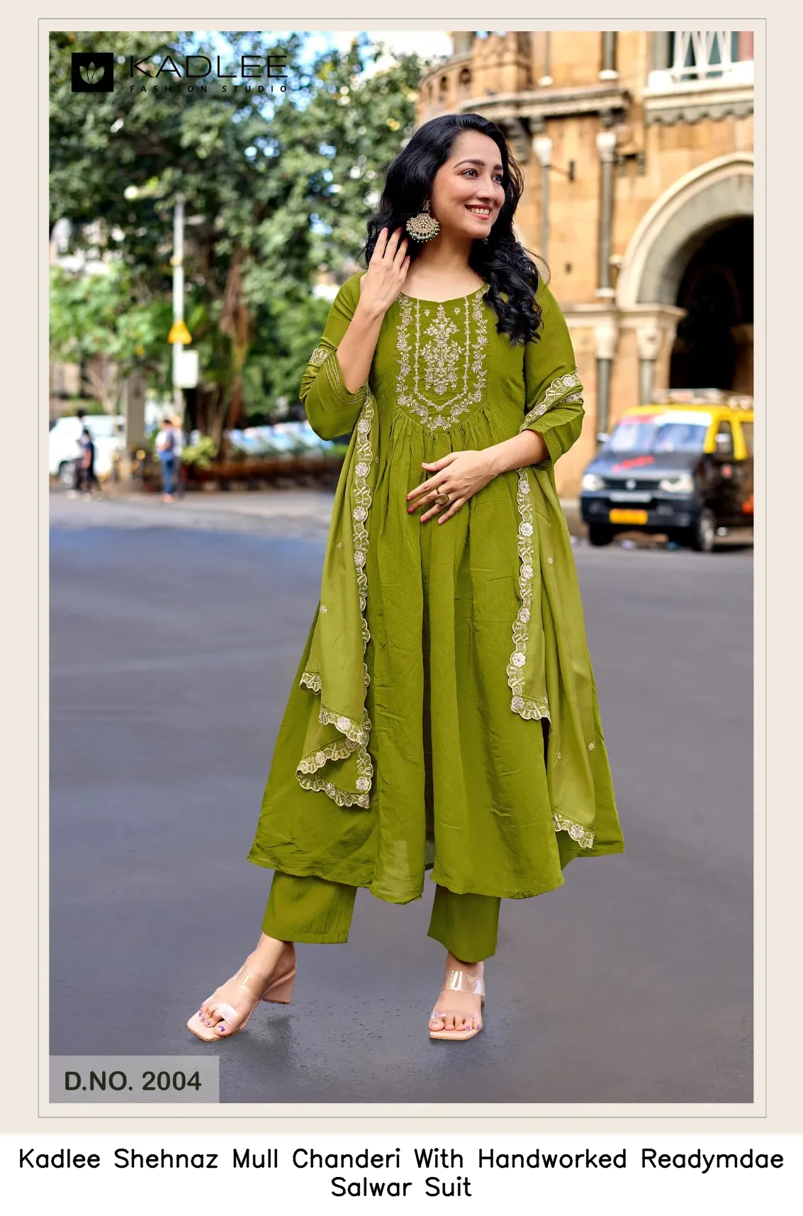 Kadlee Shehnaz Mull Chanderi With Handworked Readymdae Salwar Suit — Wholesale Cotton Kurti Pant Set, Kadlee Fashion Studio wholesale from Surat - Gallery Image 2