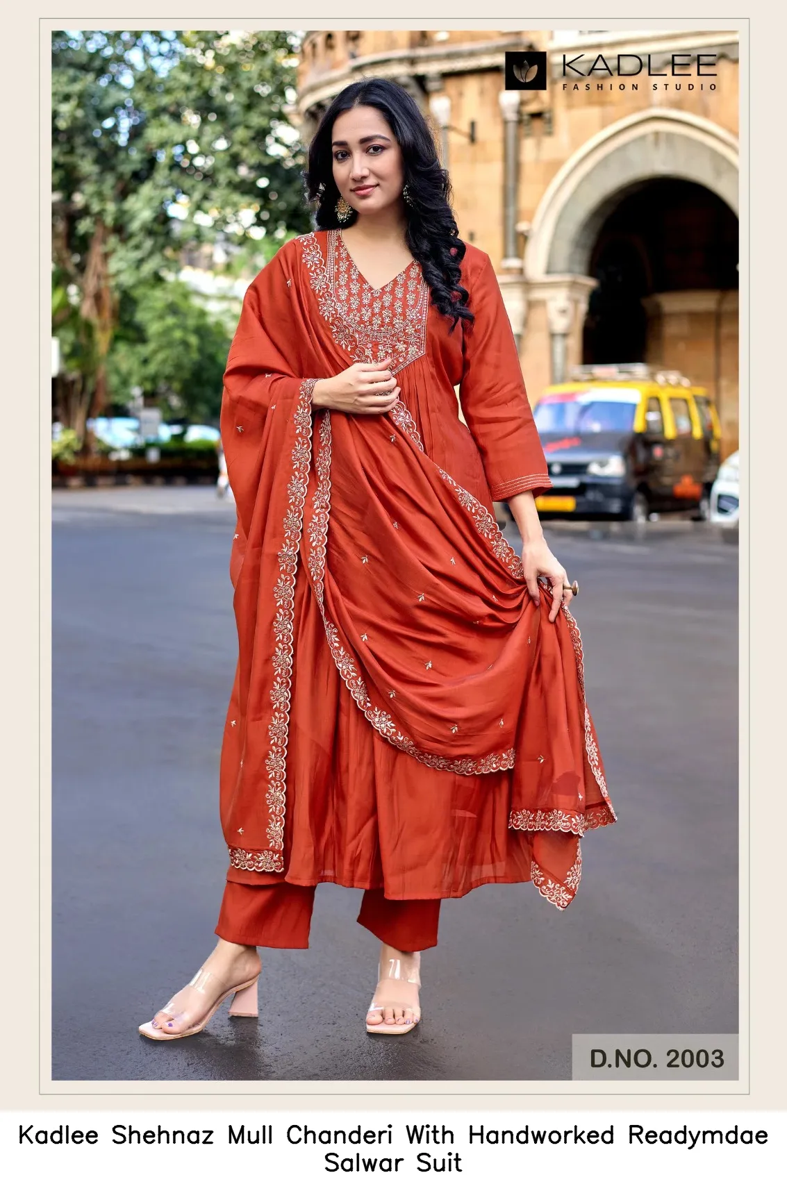 Kadlee Shehnaz Mull Chanderi With Handworked Readymdae Salwar Suit — Wholesale Cotton Kurti Pant Set, Kadlee Fashion Studio wholesale from Surat - Gallery Image 3