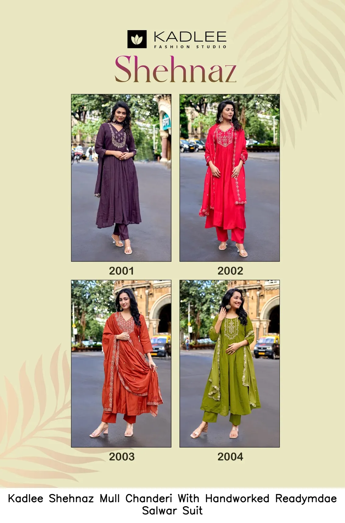 Kadlee Shehnaz Mull Chanderi With Handworked Readymdae Salwar Suit — Wholesale Cotton Kurti Pant Set, Kadlee Fashion Studio wholesale from Surat - Gallery Image 4