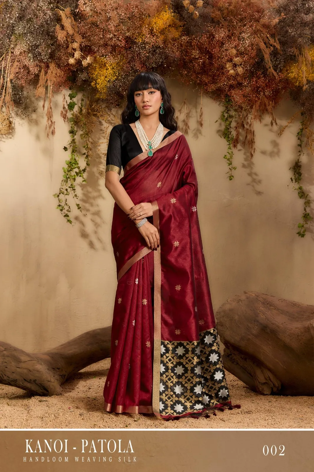 Kanoi Patola 01 To 06 Tussar Silk Handloon Weaving Saree — Wholesale Sarees, Vardan Ethnic wholesale from Surat — view 1
