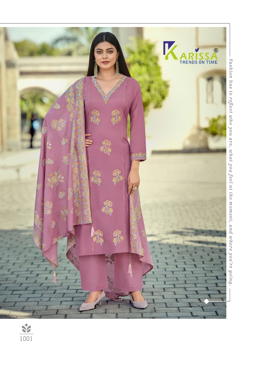 Karissa Sofia Pure Cotton Embroidered Readymade Suit — Wholesale Kurti Pant Set, Karissa wholesale from Surat — view 5