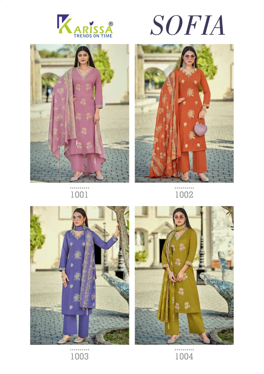 Karissa Sofia Pure Cotton Embroidered Readymade Suit — Wholesale Kurti Pant Set, Karissa wholesale from Surat — view 3